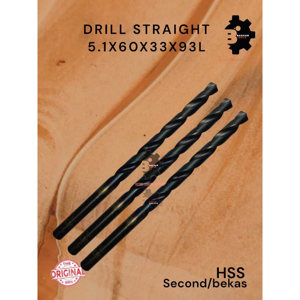 DRILL STRAIGHT 5.1X60X33X93L Merk NACHI - Second Hand / Bekas - Drill Straight Diameter 5.1mm - Pisa