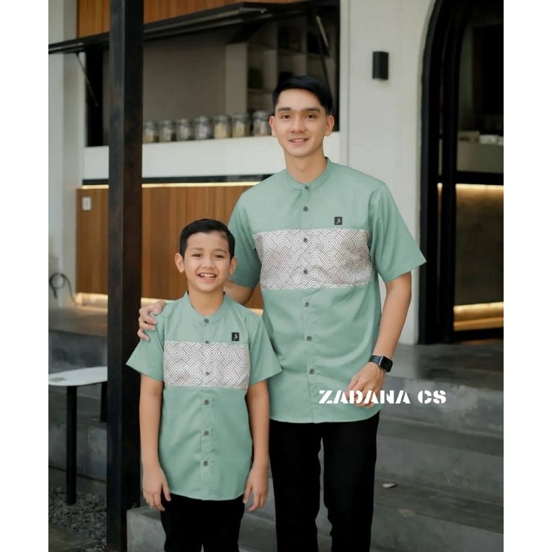 Baju Koko Kurta Dewasa Couple Anak  Motif Zaid  Rekomendasi Warna Hijau Sage Green mrp