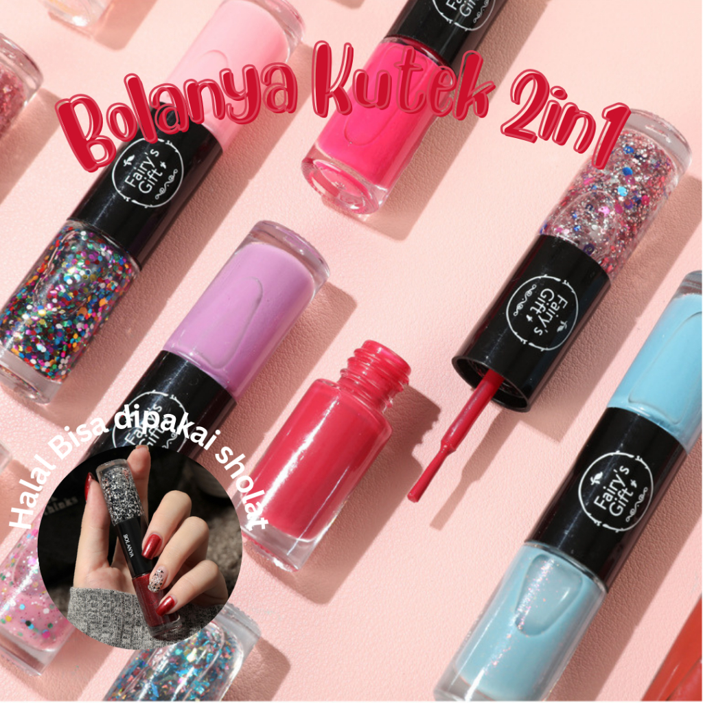 BOLANYA Kutek 2in1 Non Peel Off Nail Polish Kutek Halal Kuteks Pastel Manicure