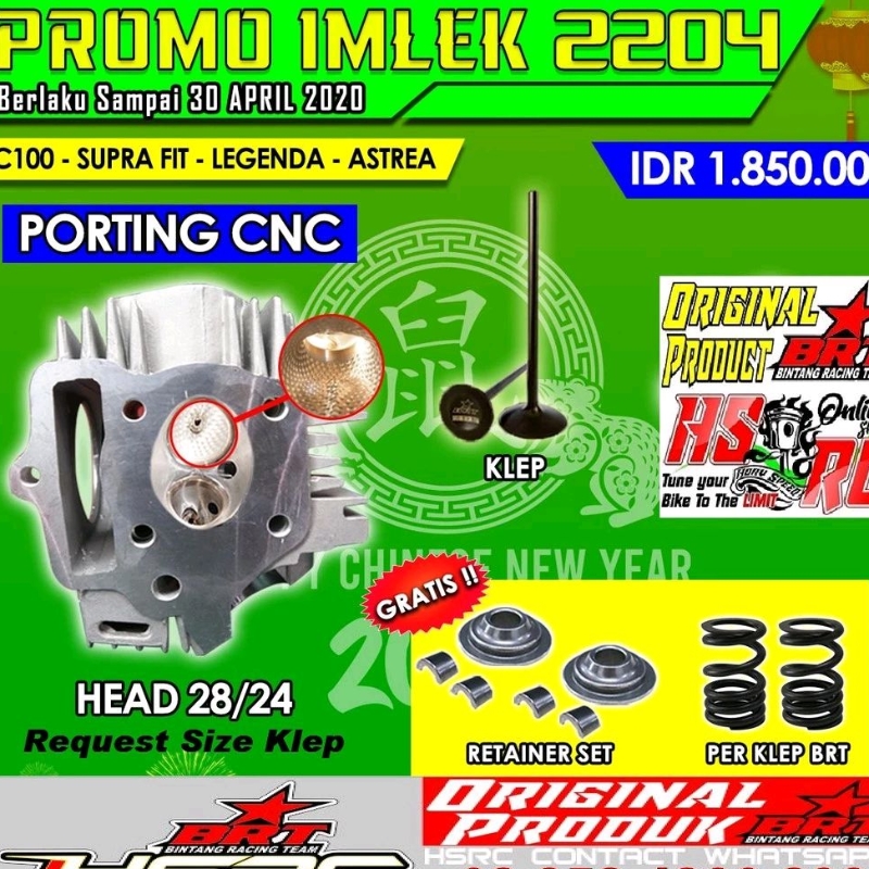 Head Cilinder Kop Silinder BRT Honda Supra X Fit Astrea C100 Grand Prima WIN Deksel Cylinder Legenda