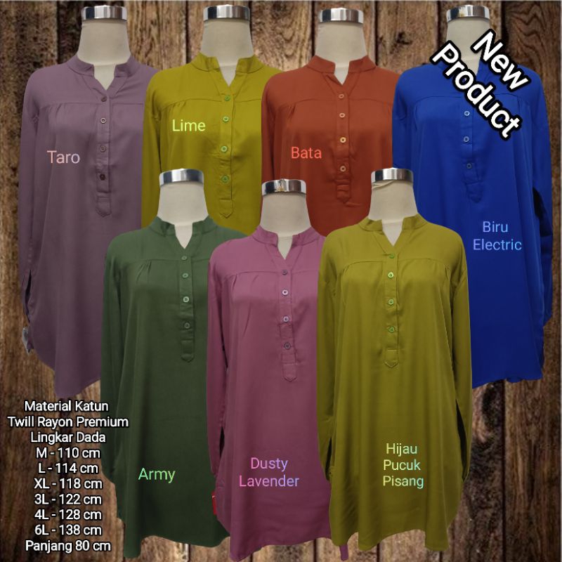 Atasan Wanita Blouse Polos Jumbo Katun Twill Rayon Premium