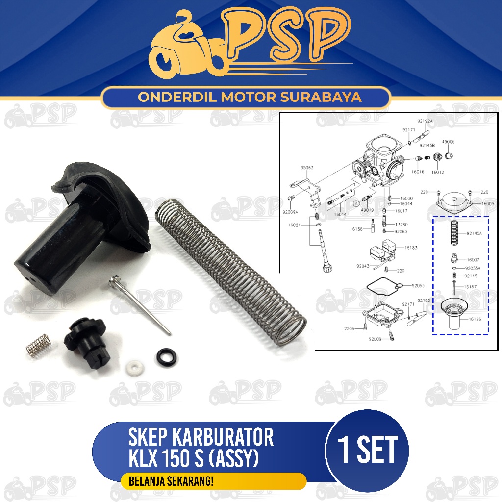 Skep Karburator Assy KLX 150 - Sekep Piston Gas Karbu Vakum Vacum Vaccum Diafragma Skep Kabulator