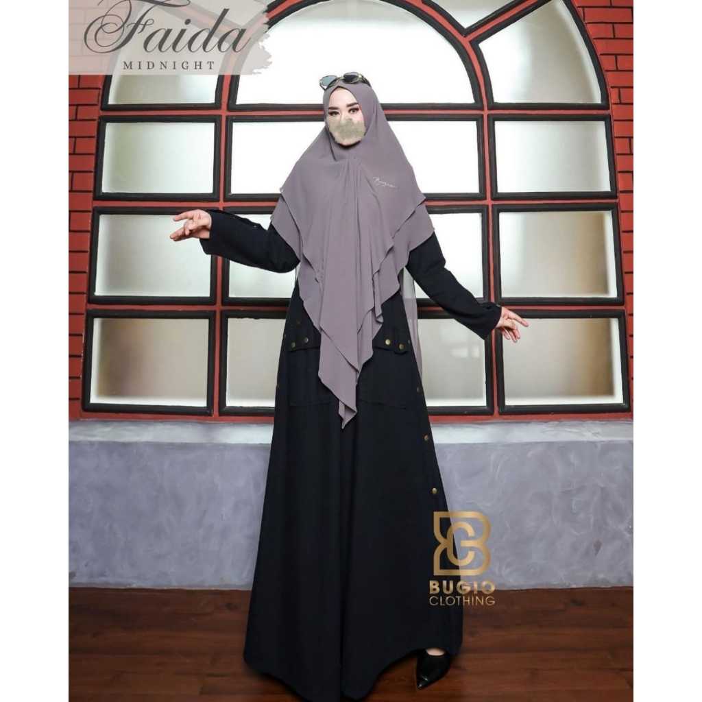 Bugio Clothing Faida Dress Bahan Denim Gamis Dewasa
