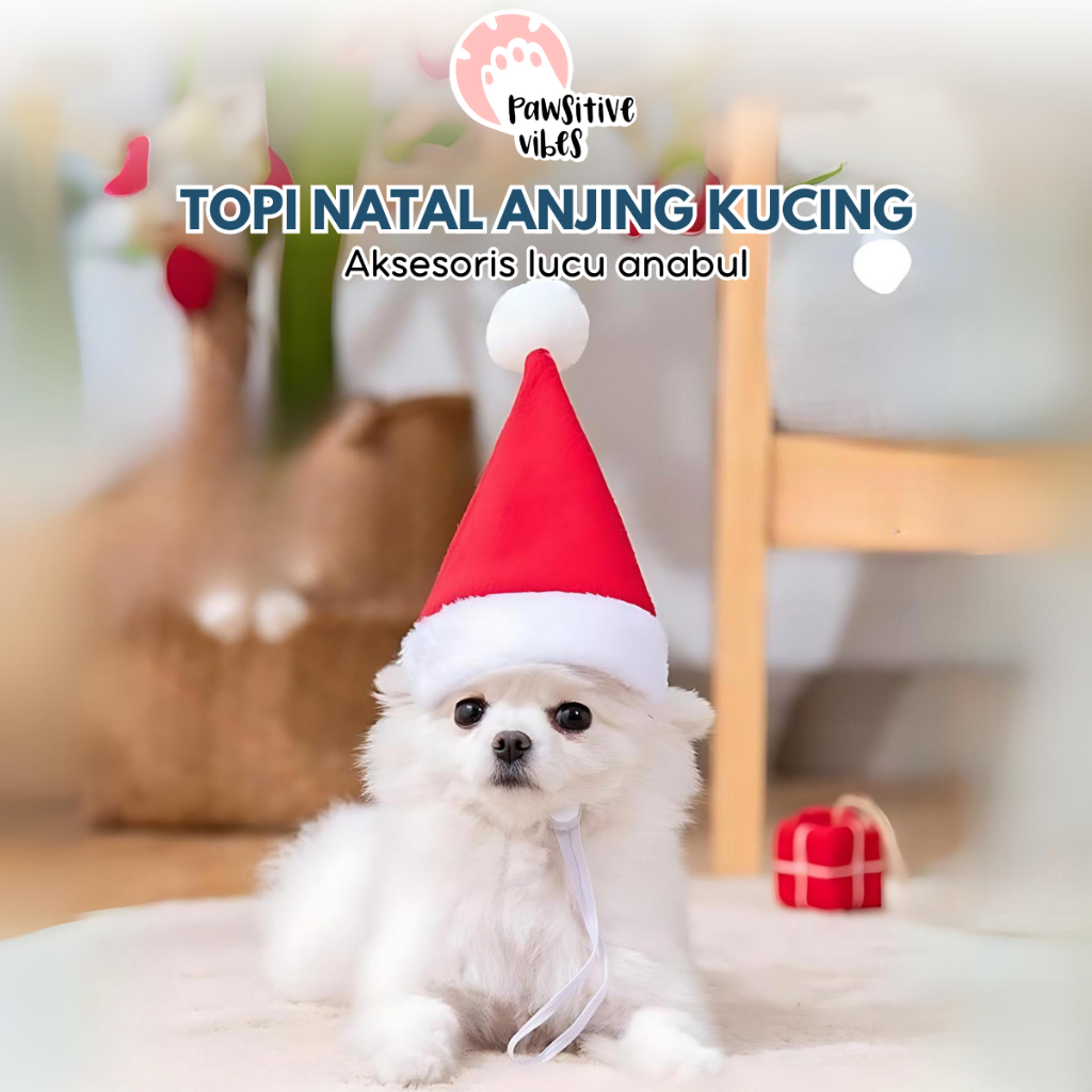 Topi Natal Anjing Kucing - Topi Natal Anabul - Kostum Natal Untuk Hewan Peliharaan - Aksesories Nata