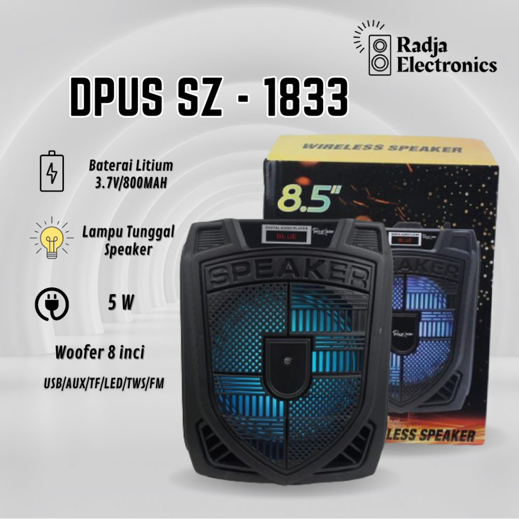 Speaker Bluetooth Murah Portable DPLUS SZ-1833 8 Inch  - Speaker Termurah