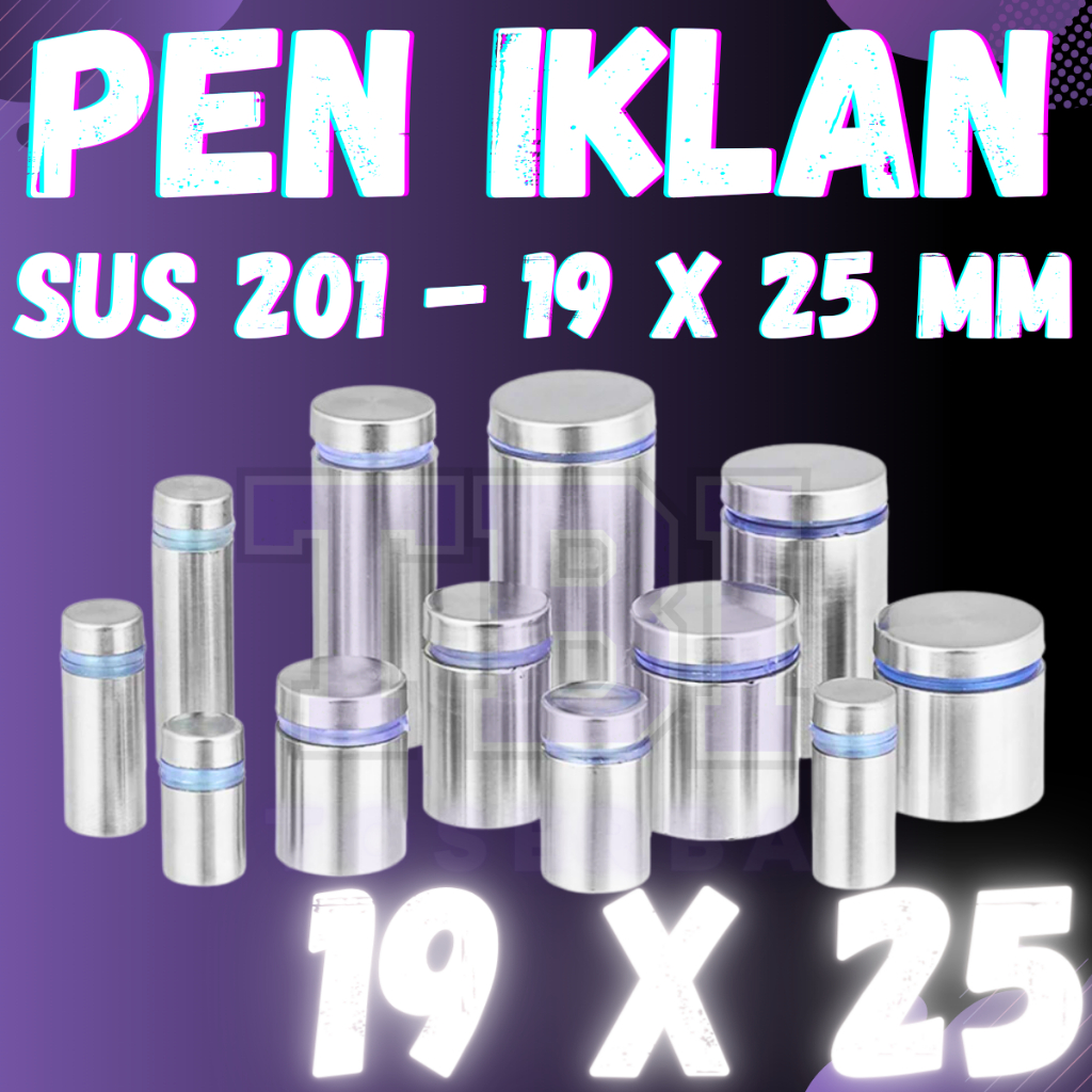 PEN IKLAN 19x25 Stainless / Baut Akrilik Baut Kaca Sign Board 19 x 25