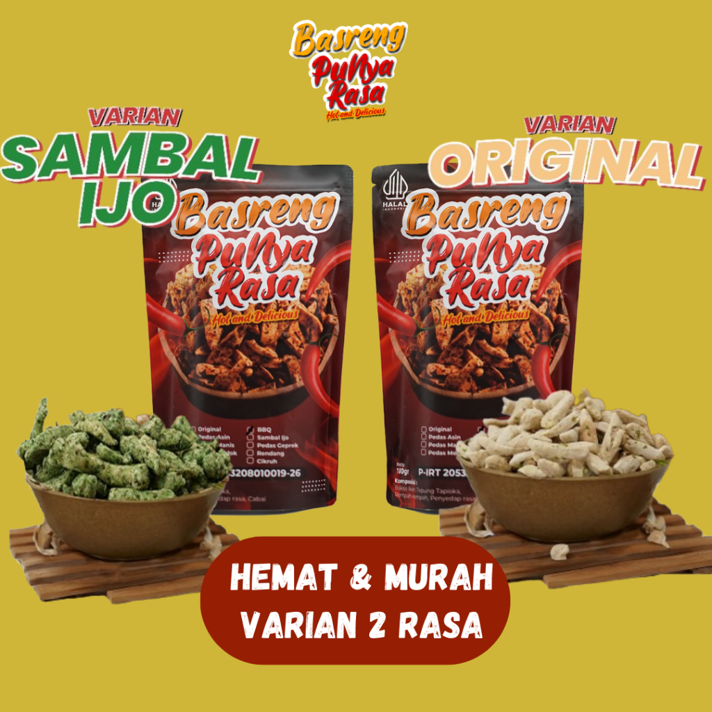 

Basreng Sambal Ijo&Original Isi 2 Lebih Puas Cemilan Praktis