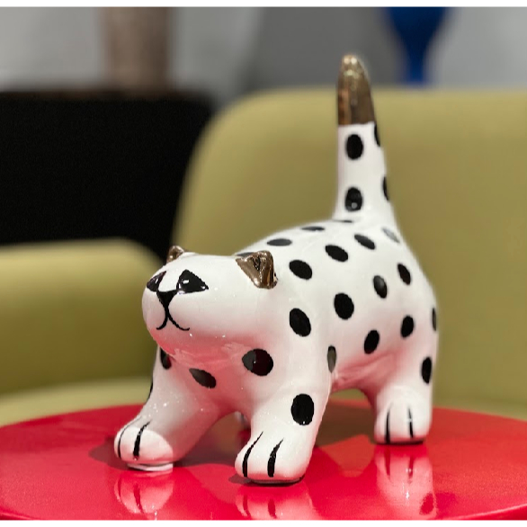 Pajangan Rumah dekorasi Patung kucing keramik polkadot