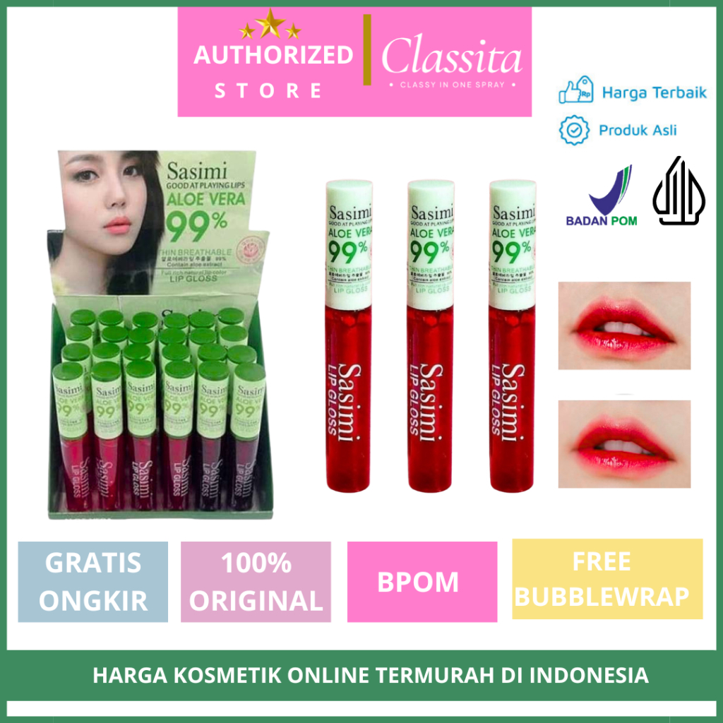 𝐂𝐋𝐀𝐒𝐒𝐈𝐓𝐀.𝐈𝐃 - SASIMI ALOE VERA 99% | LIP TINT/ LIP GLOSS | LIPTINT SASIMI ALOEVERA 99% / LIP TINT SA