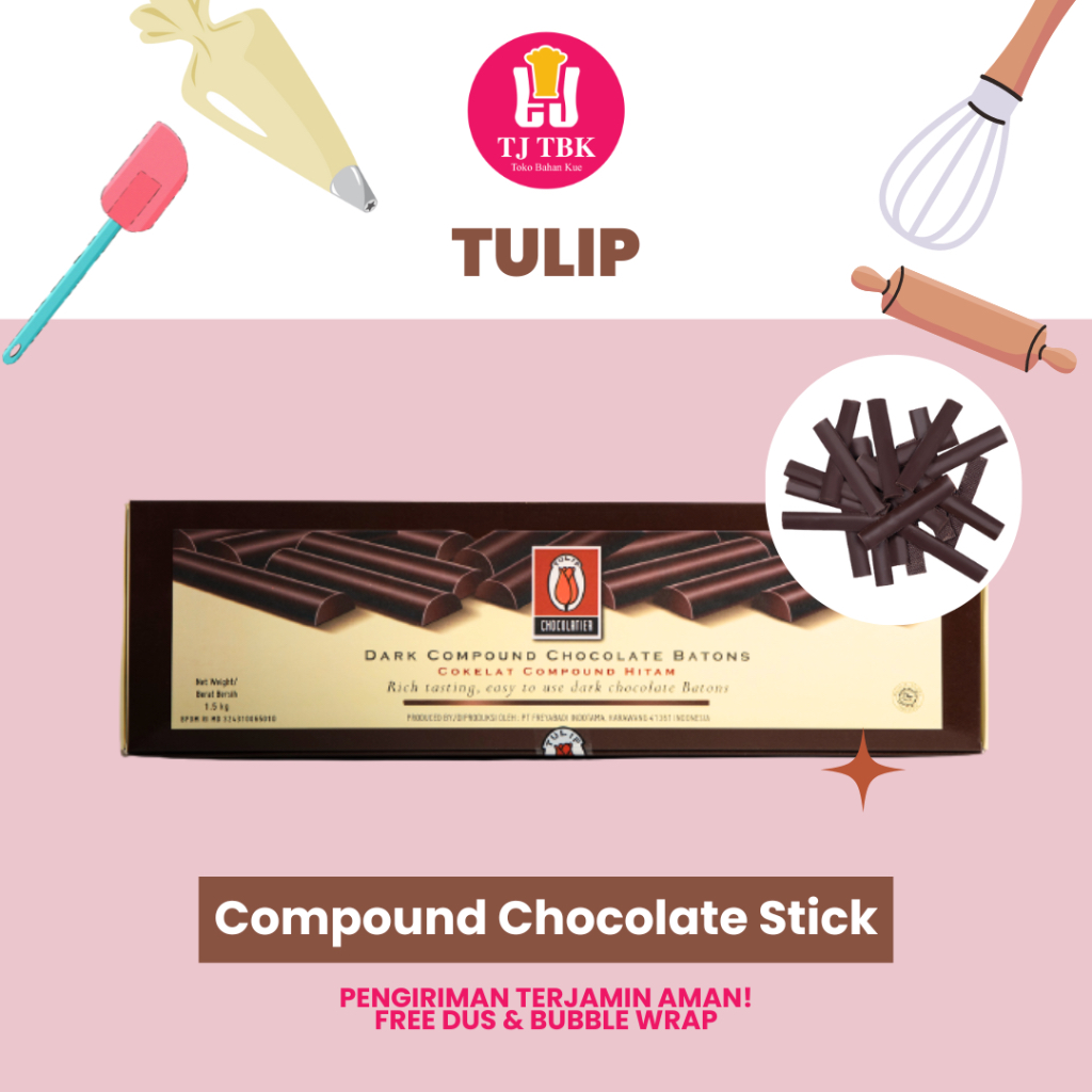 

Tulip Dark Compound Chocolate Batons (Tulip Stick) REPACK 150g | Toko Bahan Kue TJ