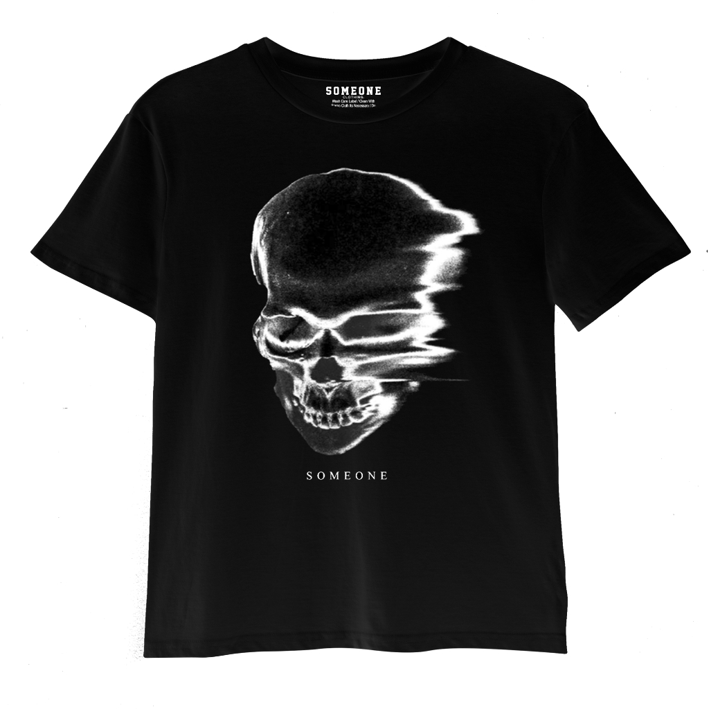 Someone T Shirt Glow In The Dark Black 357D Skull Baju Kaos