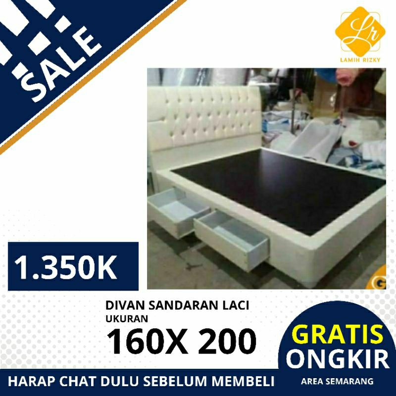 Divan sandaran springbed uk 160x200 cm + laci sorong
