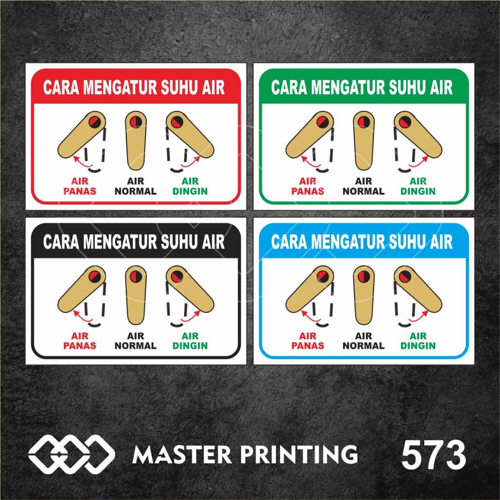 

573 - Stiker Cara Mengatur Suhu Air, Sticker Vinyl, Premium, Tahan Air, Termurah, dan Bisa Custom