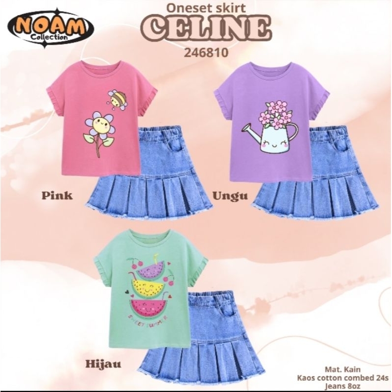 Celine Set Skirt Jeans By Noam Setelan Anak Perempuan Celine