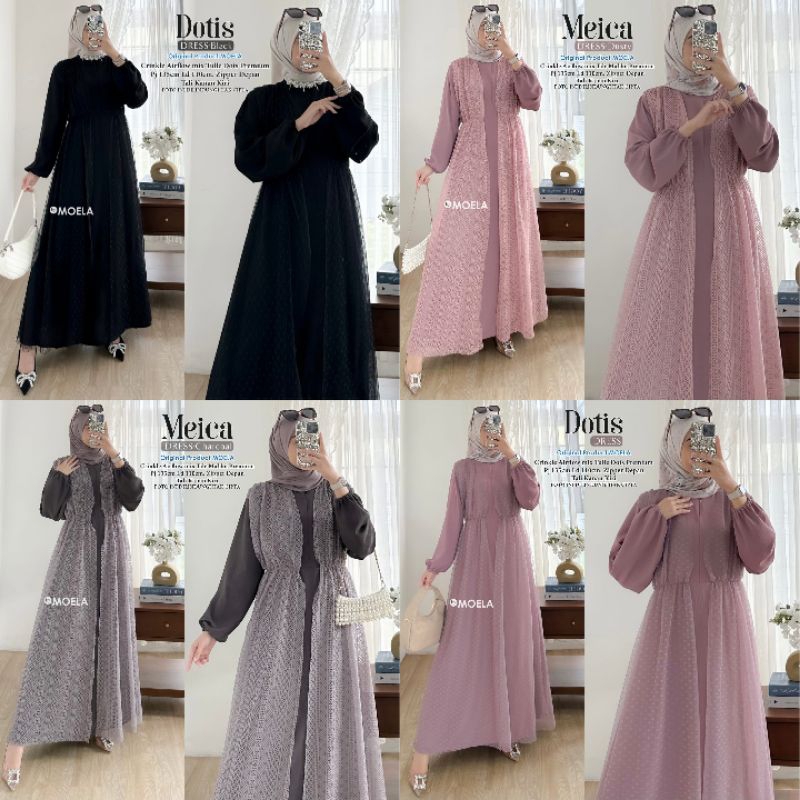 Meica Dotis Dress Gamis Jumbo Allsize Busui Premium Crinkle Airflow Original Ori Moela Berlabel