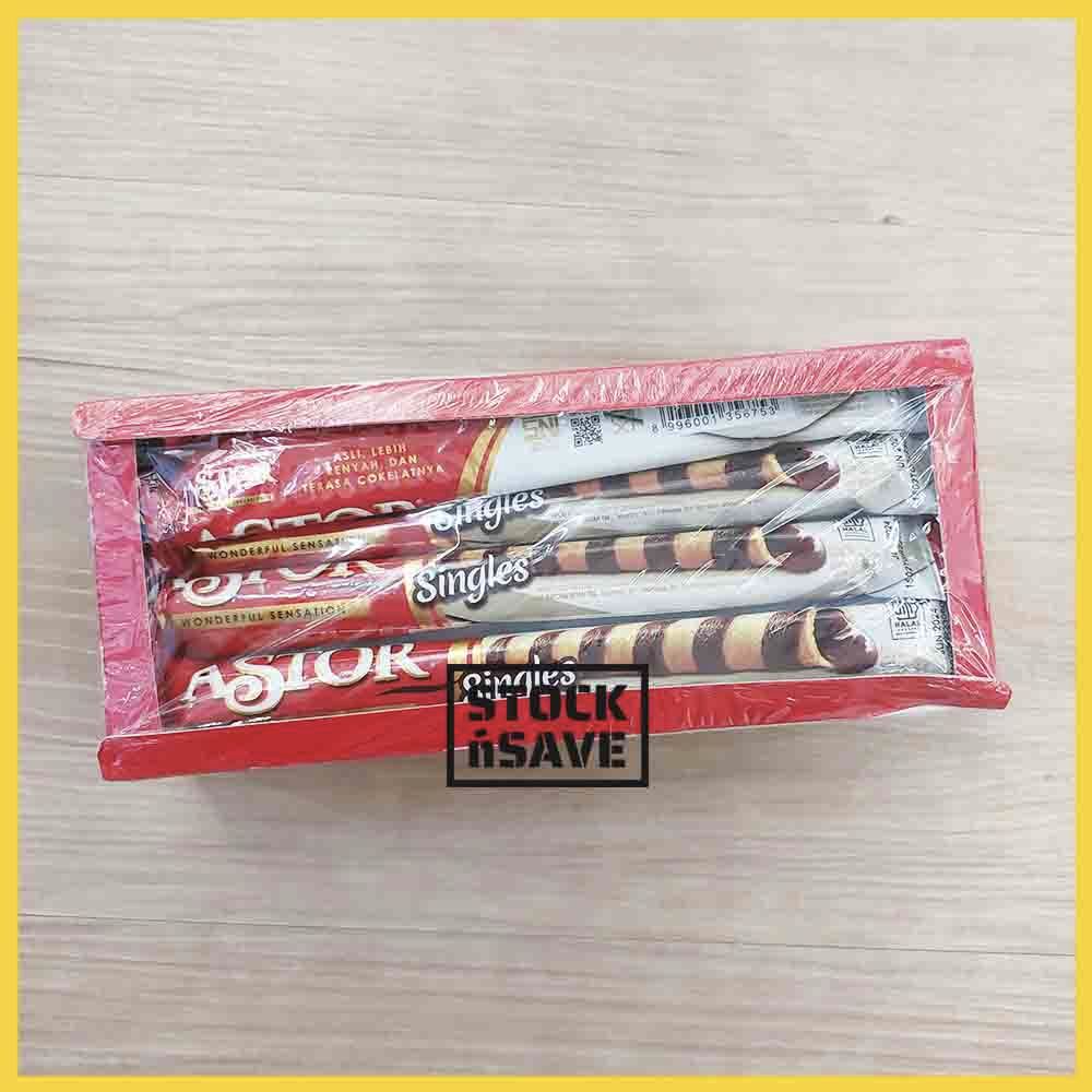 

Astor Singles 1 box isi 12 pcs Wafer Roll Stik Coklat