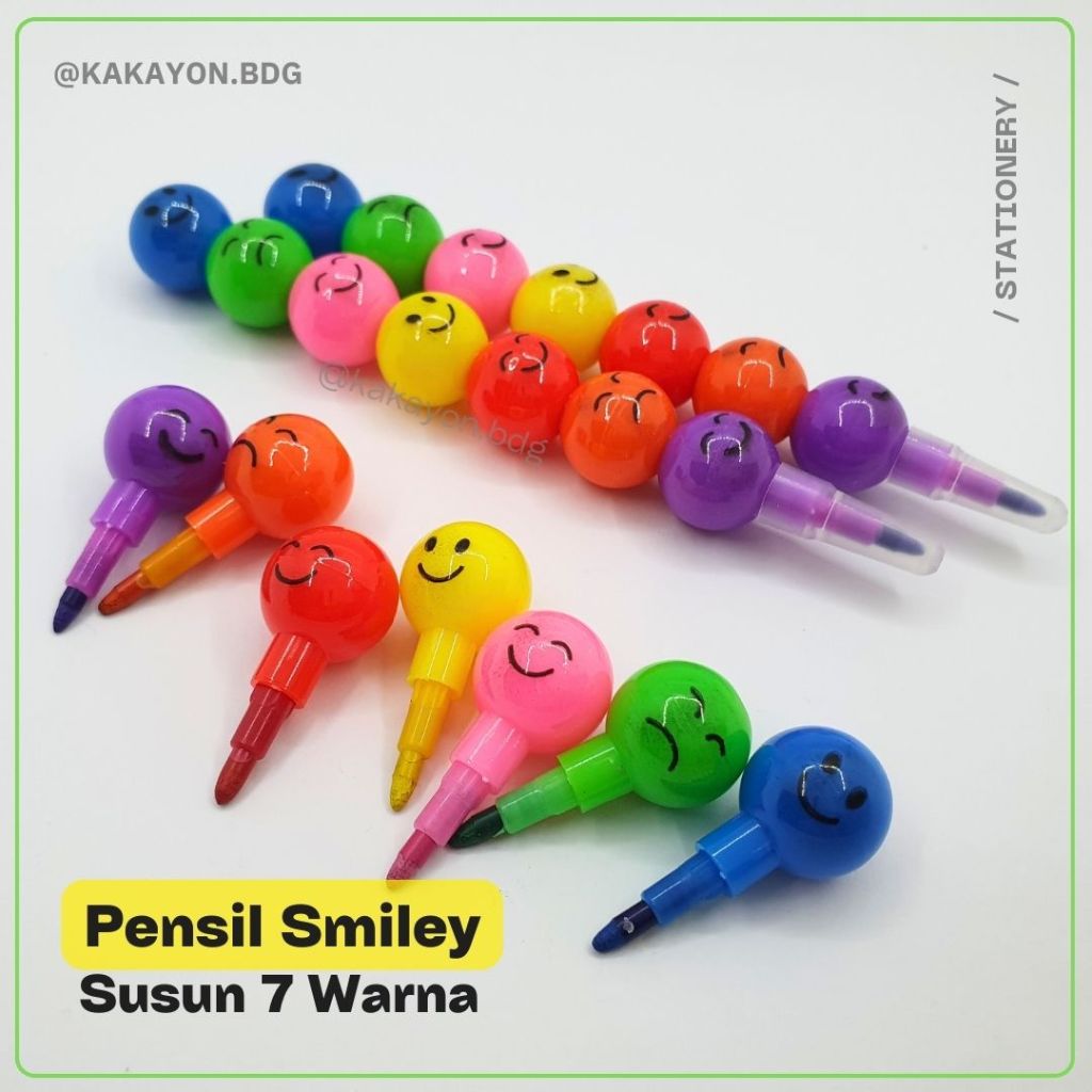 

Pensil Susun Non Sharpening Mewarnai 7 Warna Gambar Smiley Colorful