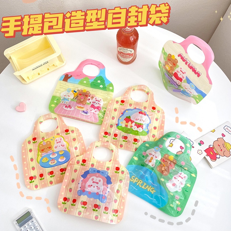 

Satuan- Plastik ziplock motif kartun model tas/ Plastik zipper wadah snack cookies permen goodiebag ultah anak