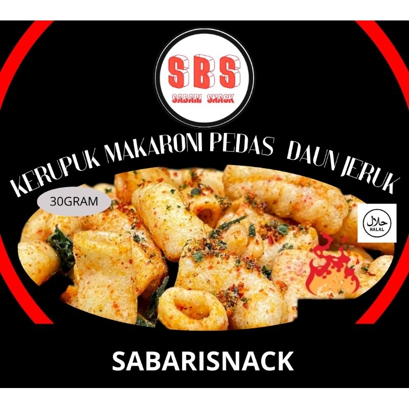 

SABARISNACK 30GRAM CEMILAN KERUPUK MAKARONI PEDAS DAUN JERUK MANTAP