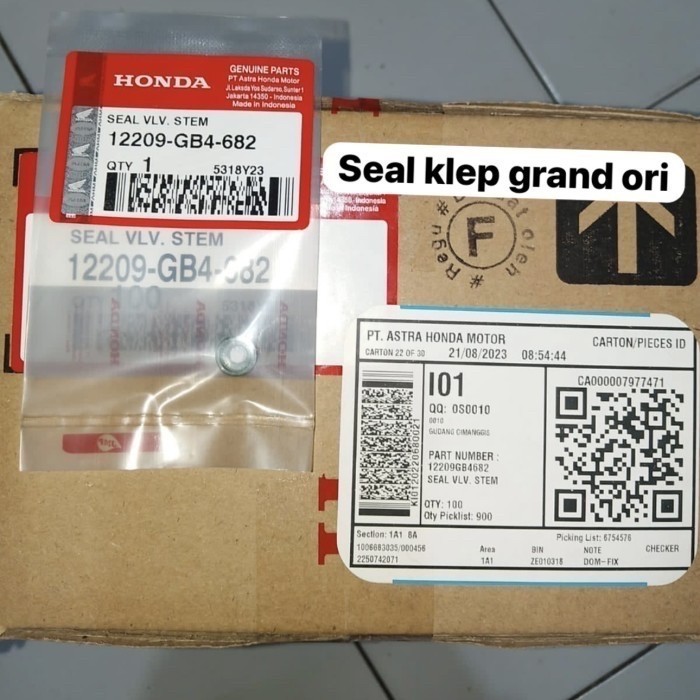 Seal klep grand/beat 12209-GB4-682 AHM ORI