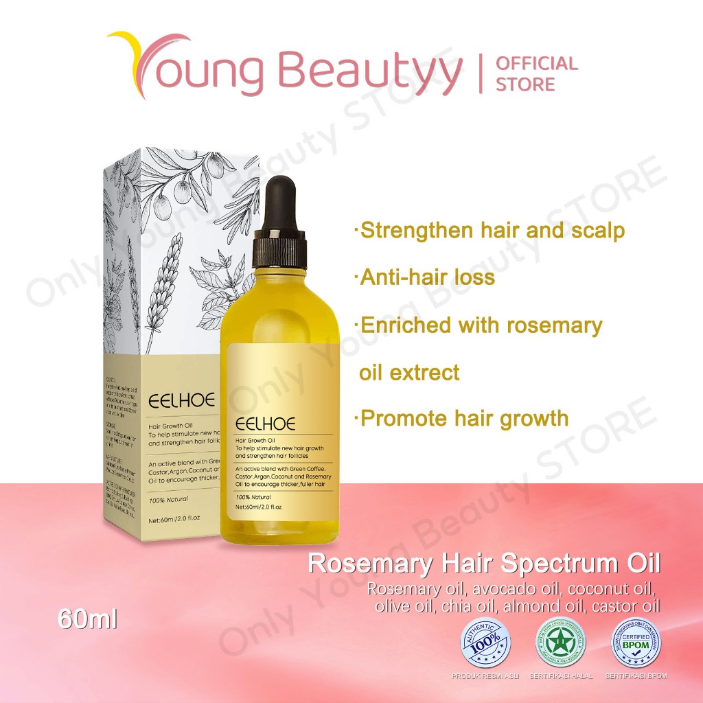 EELHOE Hair Growth Oil Rosemary Oil Rambut Hair Oil Rambut Rontok Growth Serum Minyak Rosemary Untuk