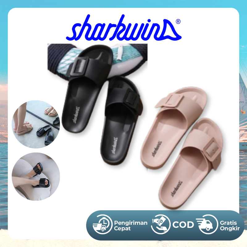 Sharkwin Sandal Wanita Kekinian Sandal Jelly Selop Birkin Slide Korean Fashion Strap Slippers Anti