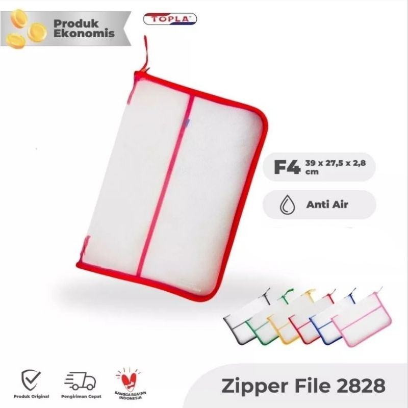 

Zipper File Bag Folio, Map Plastik Resteling F4 2828 TOPLA