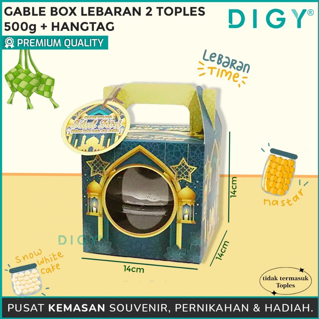 

(Harga /5 PCS) Gable Box Lebaran + Hangtag Bulat / Box Toples / Hampers Kue Kering / Paper Box / Dus Kotak Kue