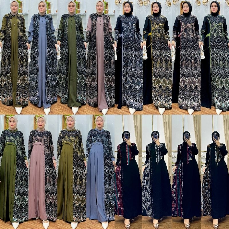 Gamis Motif Etnik Kombinasi