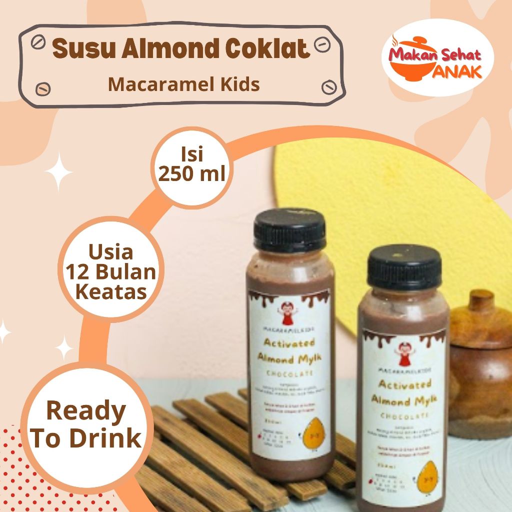 

Macaramel Kids Selingan Susu Almond Activasi (Coklat, Green Tea, Thai Tea, Plain Sea Salt) MPASI 12 Bulan Keatas By Makan Sehat Anak