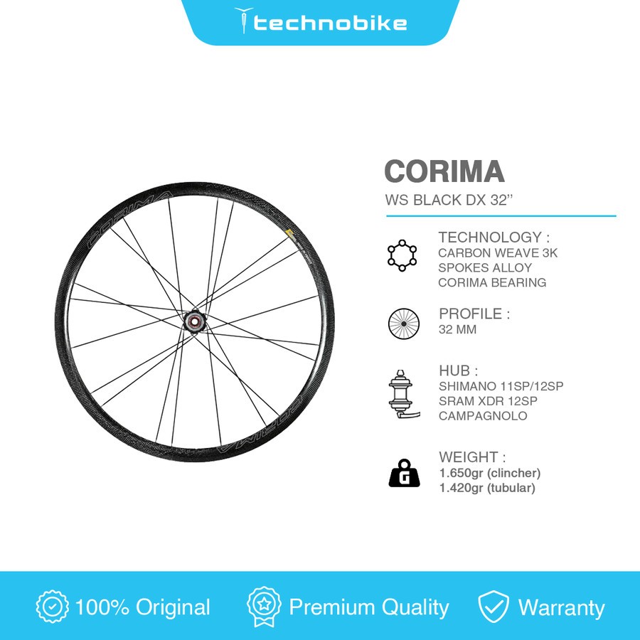 Wheelset Road Clincher Corima 32 mm WS Black DX Discbrake - 32