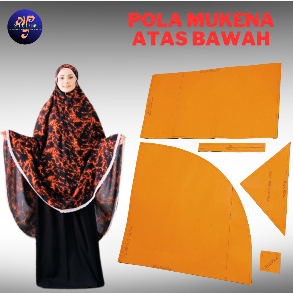 Pola Mukena Model Atas Bawah size Anak Dewasa Jumbo