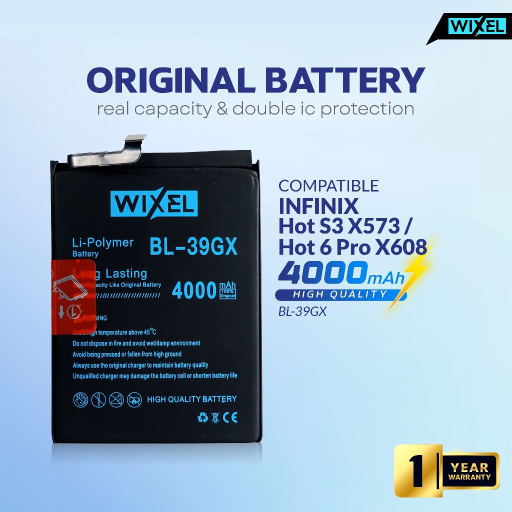 WIXEL Baterai Infinix Hot S3 X573 / Hot 6 Pro X608 BL-39GX BL39GX Double Power Real Capacity Batre Batrai Battery Original Ori HP Handphone Dual