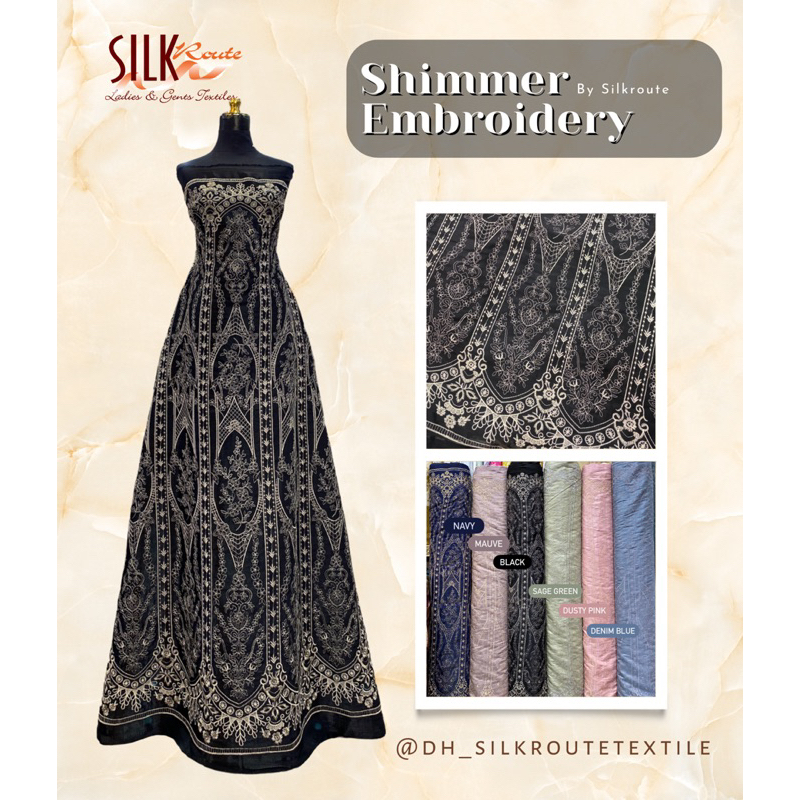 1/2m Kain Shimmer Embroidery Etnik Meteran