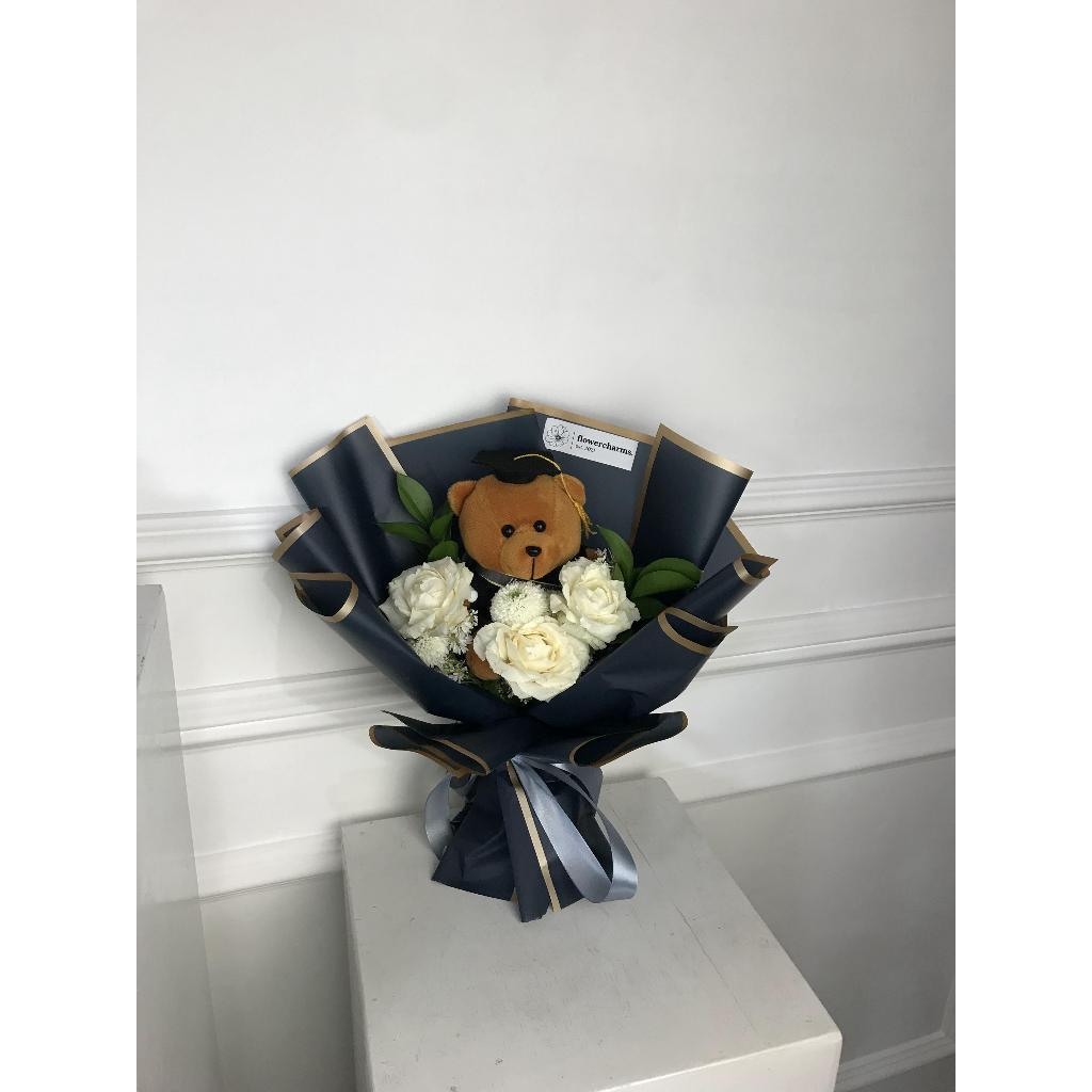 BOUQUET WISUDA BONEKA | BUKET BUNGA SEGAR KOREA | BUKET MURAH | Fresh Flower Bouquet | BUNGA SEGAR B