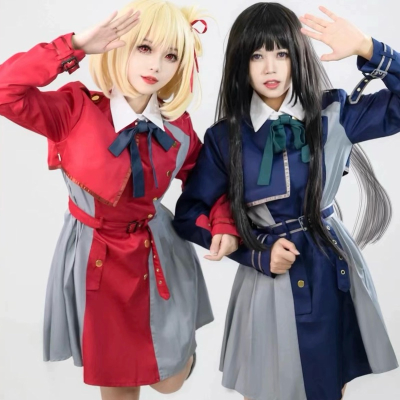 【Rollenz】Ready Lycoris Recoil Chisato Nishikigi Takina Inoue Cosplay Costume Anime Dress Kostum Wig 