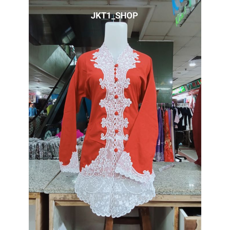 ATASAN Kebaya Encim Senada Merah Putih/Kebaya Encim 17Agustus/Kebaya Polos Betawi