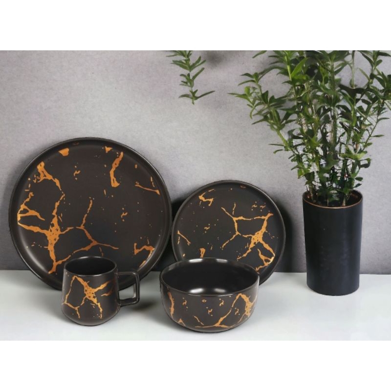 VICENZA SET perlengkapan makan dgn motif marmer DINNING SET DM01