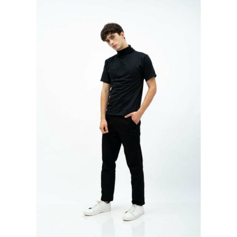 Kaos Turtleneck turtleneck kerah tinggi polos korean style pria lengan pendek
