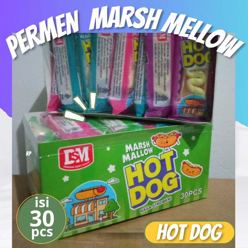 

permen marsh mellow hot dog 1pack isi 30 pcs