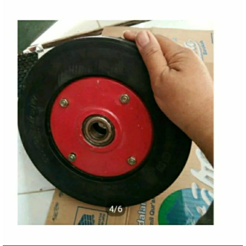RODA TROLI 1 PCS RODA LORI RODA DOUBLE RING 6 INCH, RODA TUKANG BANGUNAN, RODA KARET SUPER KUAT HARG