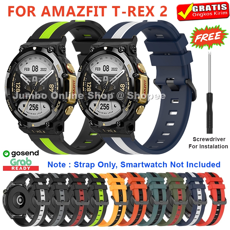STRAP TALI JAM AMAZFIT T-REX 2 / AMAZFIT TREX 2  MODEL TWO TONE STRIP RUBBER