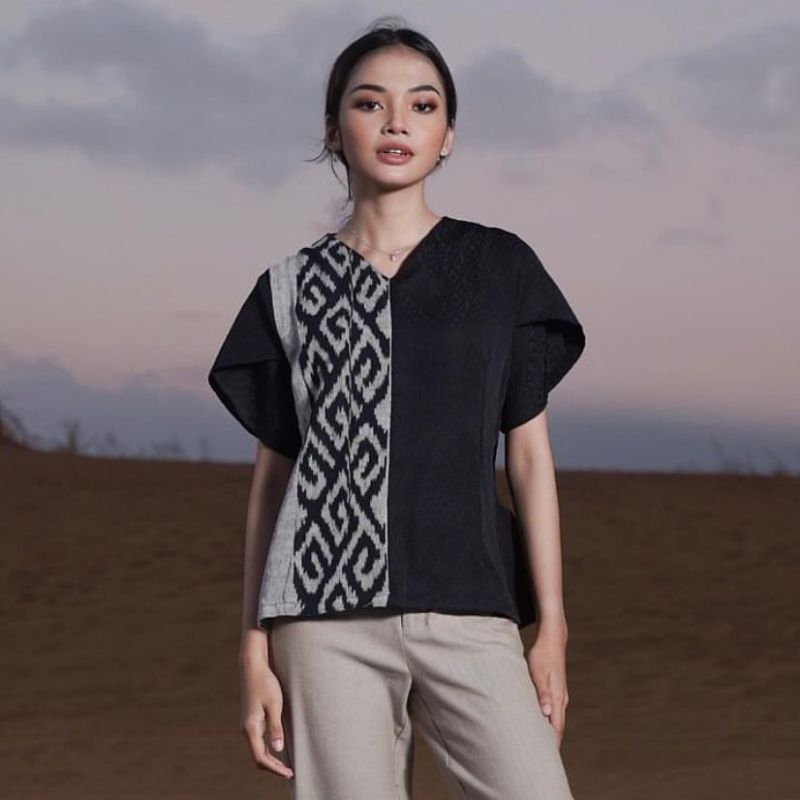 blouse wanita baju atasan tenun etnik blanket tunik jepara