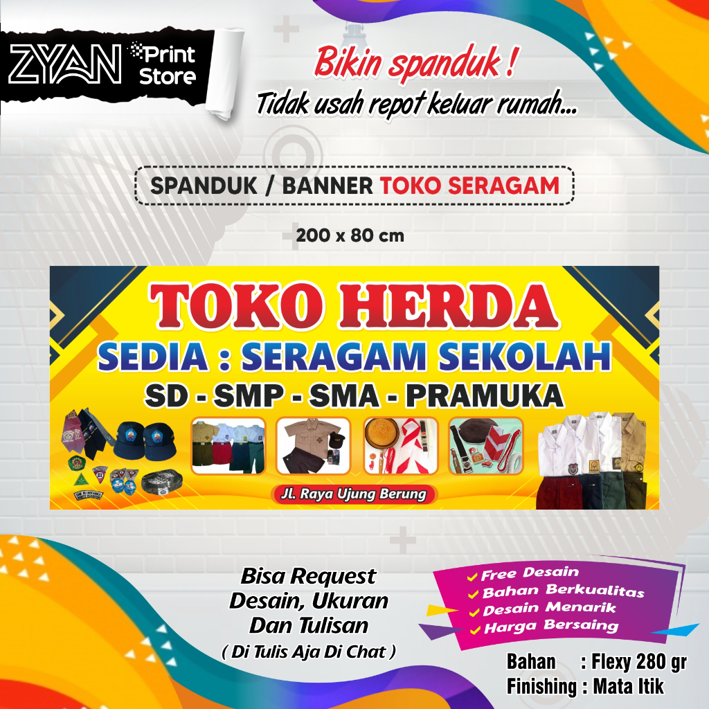 SPANDUK BANNER TOKO SERAGAM