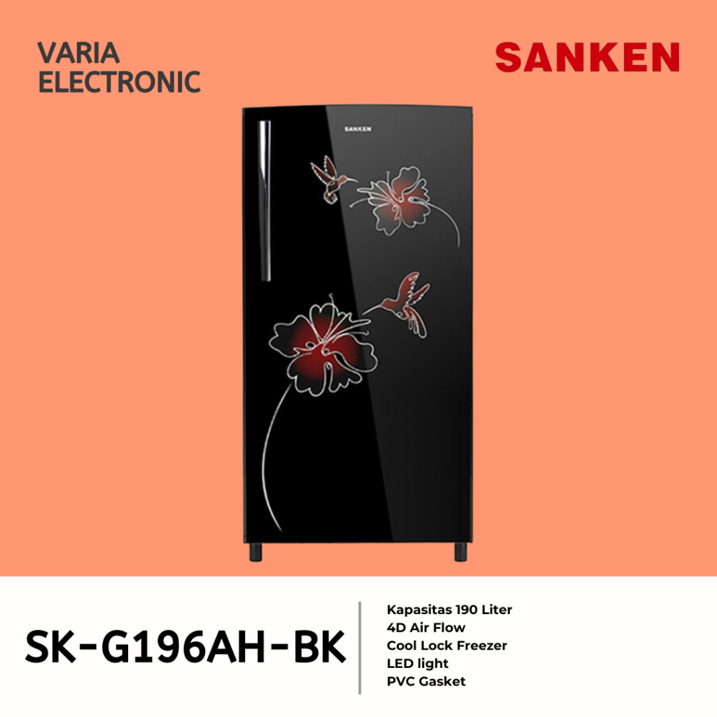 Kulkas 1 Pintu SANKEN SK-G196AH-BK / SKG196AHBK 190 Liter