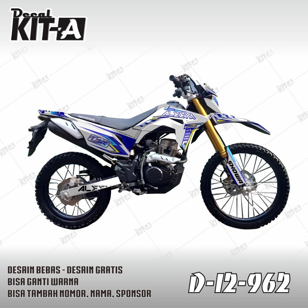 sticker decal honda CRF 150l custom motif kuning biru racing D-I2-962