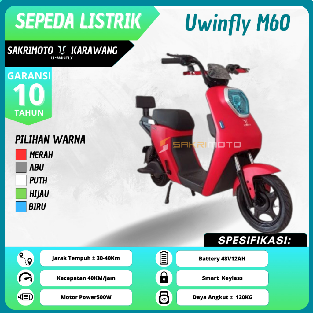 sepeda listrik dewasa uwinfly m60