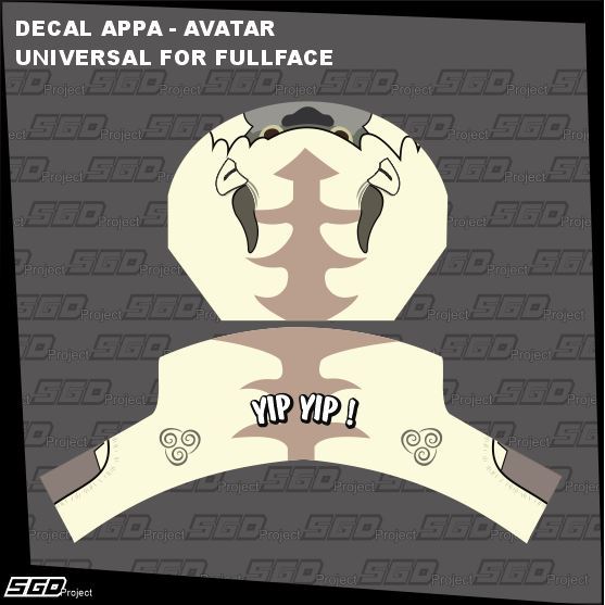 Stiker Decal Helm Motif Appa - Avatar Universal Fullface