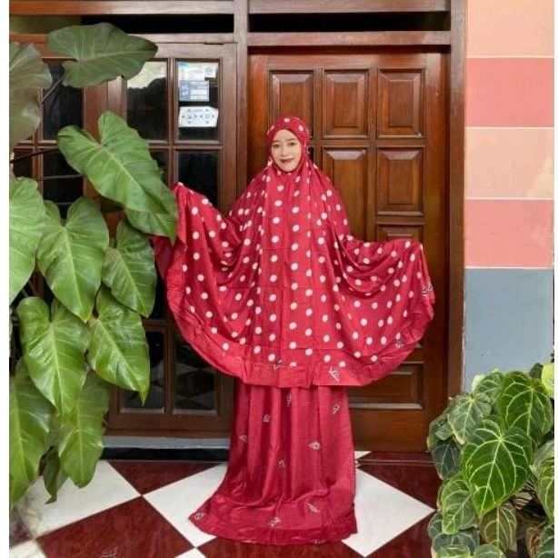 mukena bali rempel size jumbo// mukena dewasa karet kepala antem// mukena motif rayon premium free b