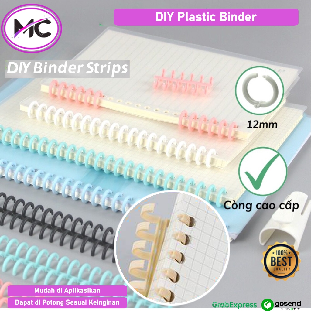 

Ring Binder Plastik Pastel DIY Platic Binding Strip 30 Lubang Warna Warni Loose Leaf Papper Universal Buka Tutup